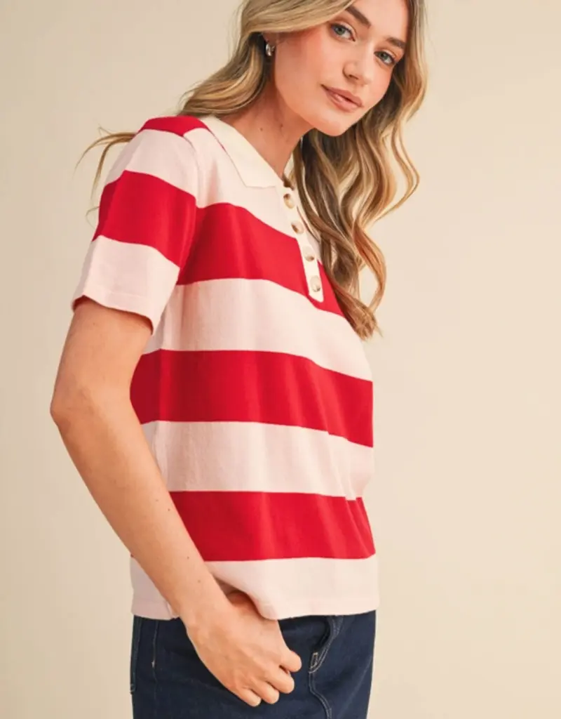 J.HOFFMAN'S Rorie Top in Red/ Pink