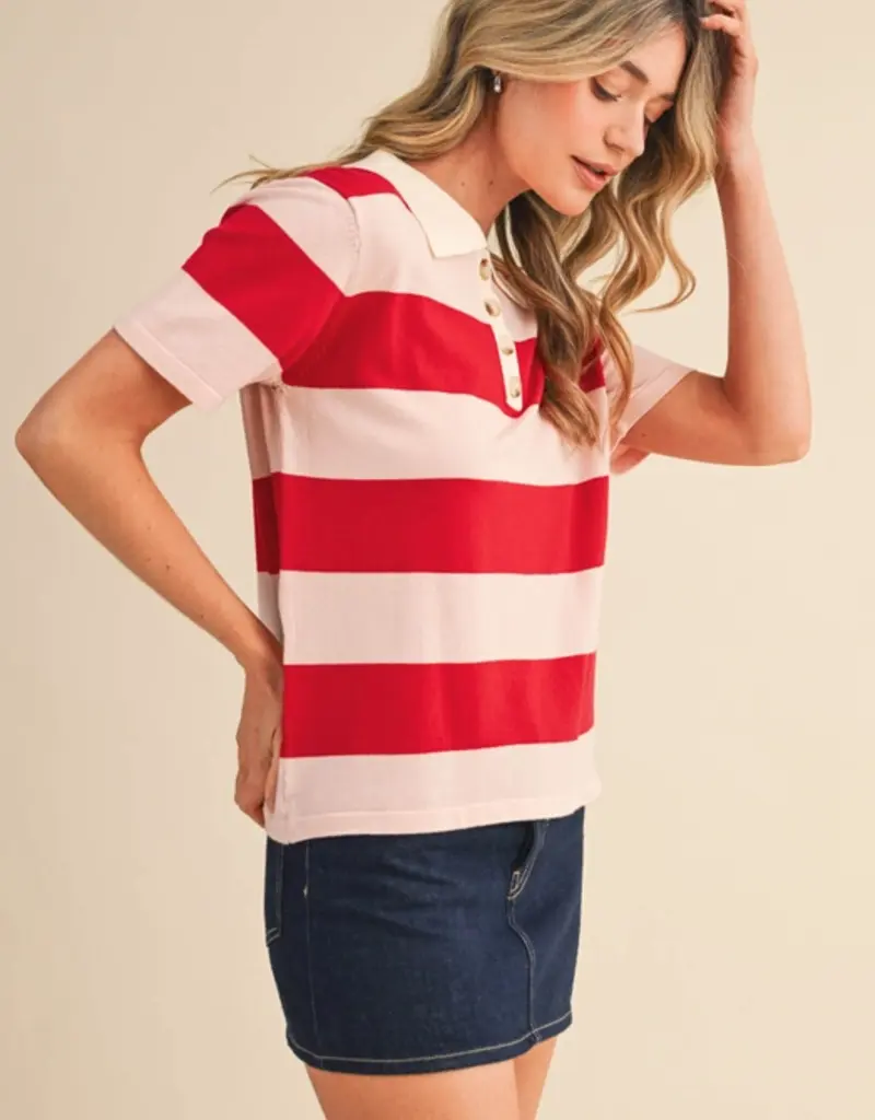 J.HOFFMAN'S Rorie Top in Red/ Pink
