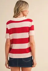 J.HOFFMAN'S Rorie Top in Red/ Pink
