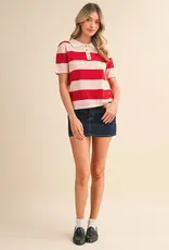 J.HOFFMAN'S Rorie Top in Red/ Pink