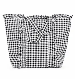J.HOFFMAN'S Gingham Ruffle Tote- Black