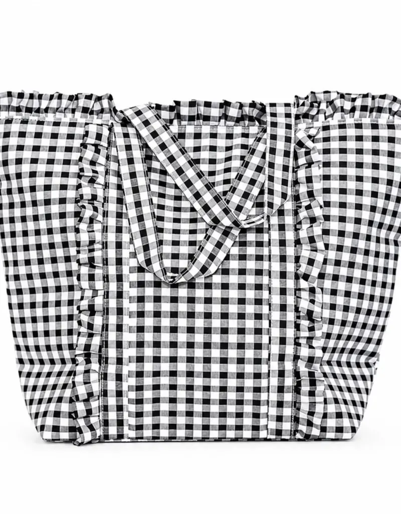 J.HOFFMAN'S Gingham Ruffle Tote- Black