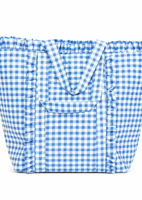 J.HOFFMAN'S Gingham Ruffle Tote- Royal