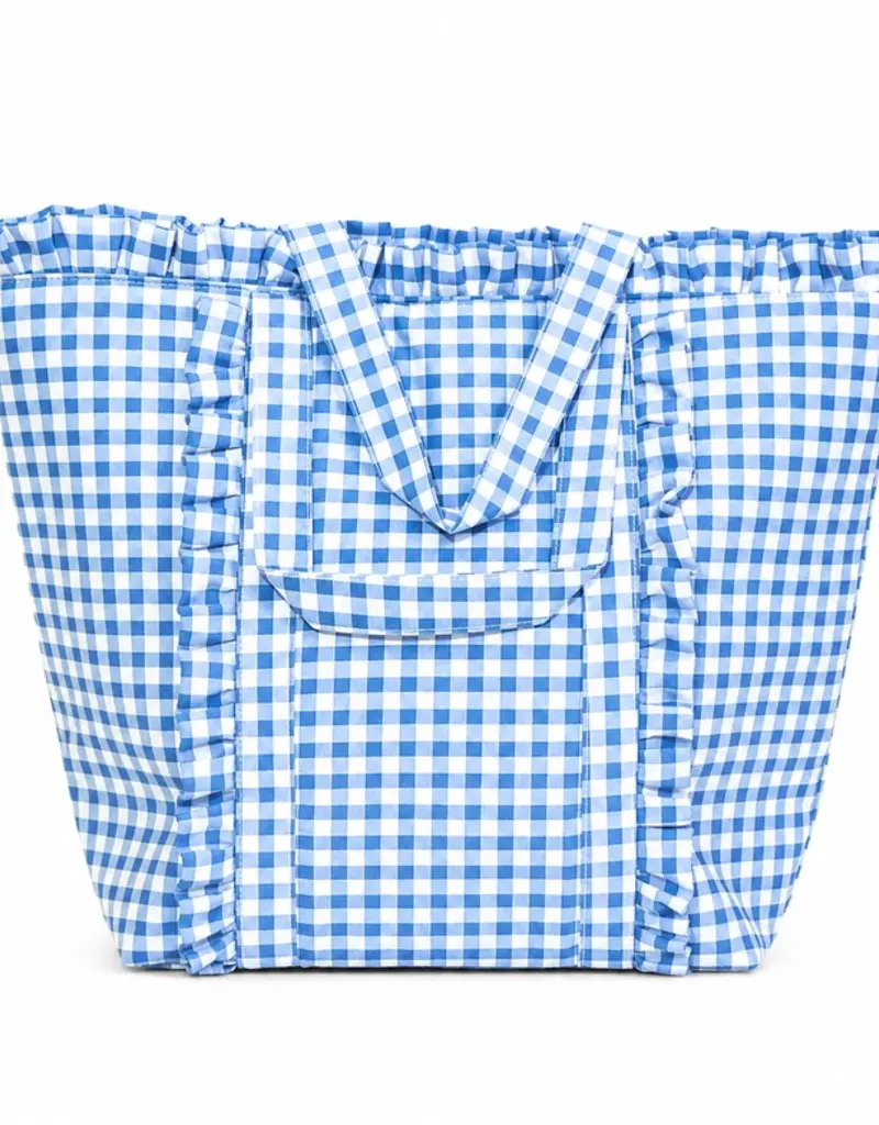 J.HOFFMAN'S Gingham Ruffle Tote- Royal