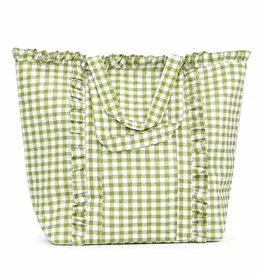 J.HOFFMAN'S Gingham Ruffle Tote- Green