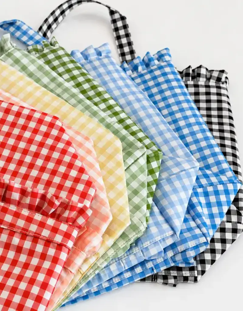J.HOFFMAN'S Gingham Ruffle Tote- Green