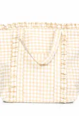 J.HOFFMAN'S Gingham Ruffle Tote-Tan
