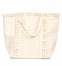 J.HOFFMAN'S Gingham Ruffle Tote-Tan