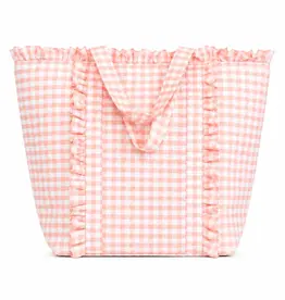 J.HOFFMAN'S Gingham Ruffle Tote- Peach