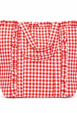 J.HOFFMAN'S Gingham Ruffle Tote- Red