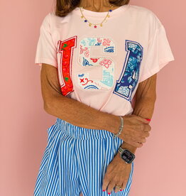 J.HOFFMAN'S USA Bandana Tee- Light Pink