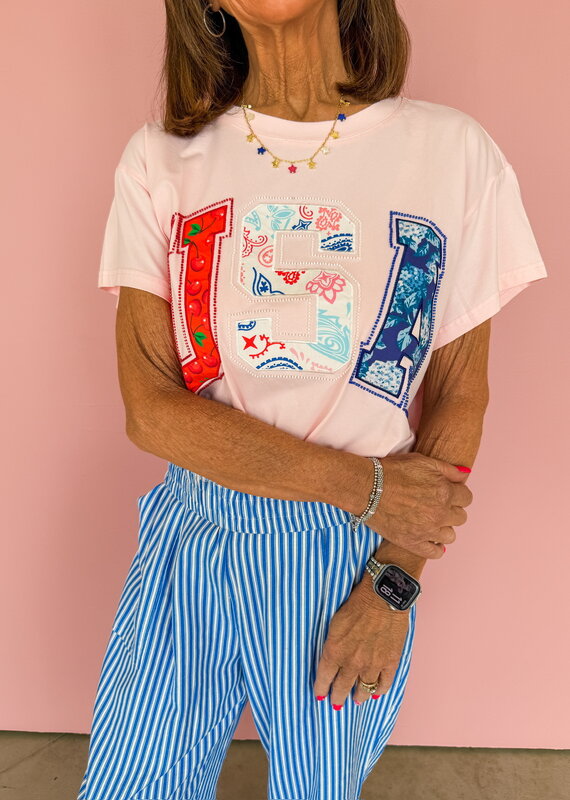 J.HOFFMAN'S USA Bandana Tee- Light Pink