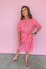J.HOFFMAN'S Caitlin Dress- Pink Papaya Stripe