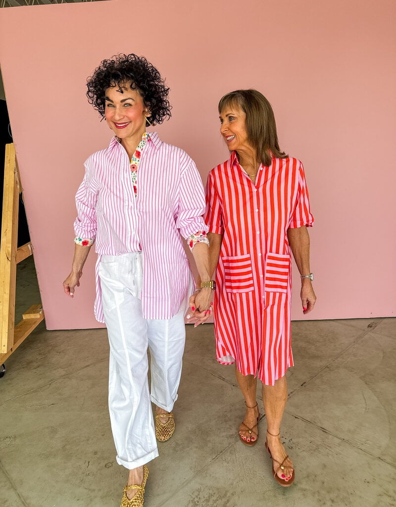 J.HOFFMAN'S Caitlin Dress- Pink Papaya Stripe