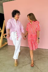 J.HOFFMAN'S Caitlin Dress- Pink Papaya Stripe