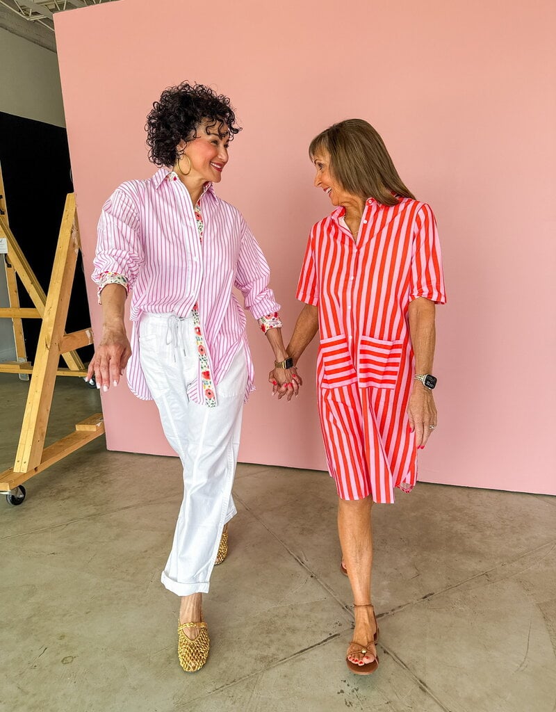 J.HOFFMAN'S Caitlin Dress- Pink Papaya Stripe