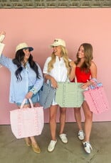 J.HOFFMAN'S Gingham Ruffle Tote- Peach