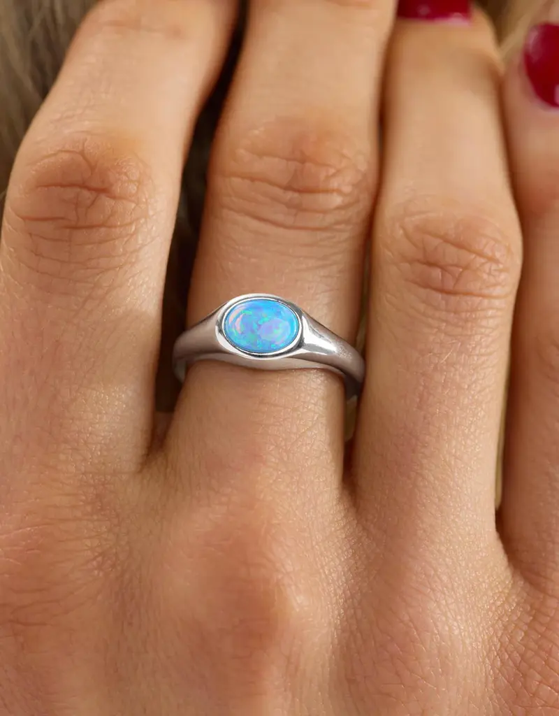 J.HOFFMAN'S Blue Opal Shes A Boss Signet Ring