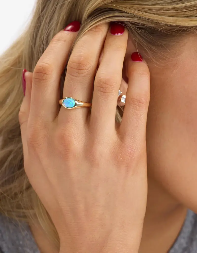 J.HOFFMAN'S Blue Opal Shes A Boss Signet Ring