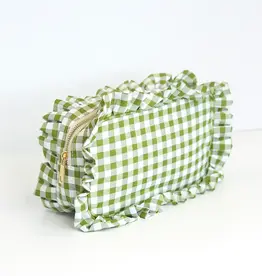 J.HOFFMAN'S Gingham Ruffle Pouch- Green