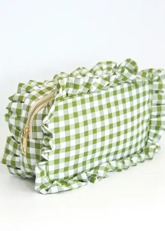 J.HOFFMAN'S Gingham Ruffle Pouch- Green