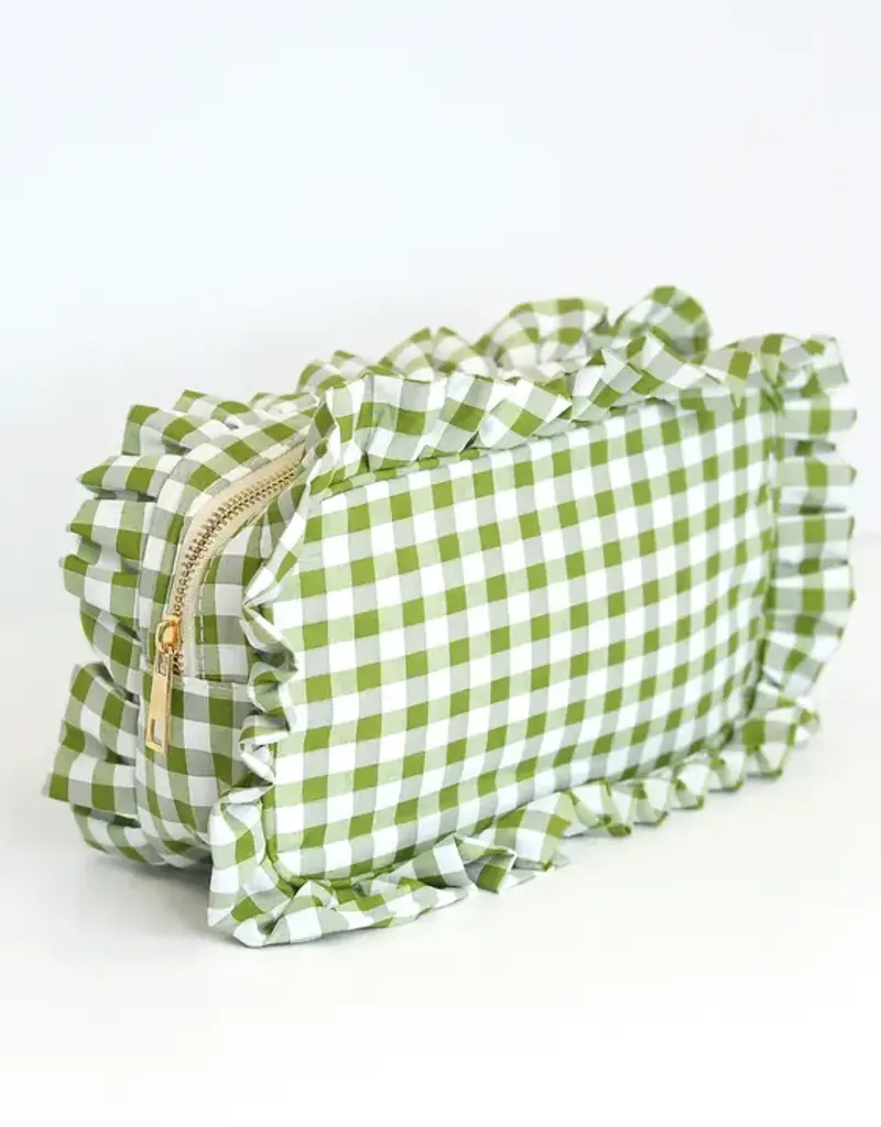 J.HOFFMAN'S Gingham Ruffle Pouch- Green
