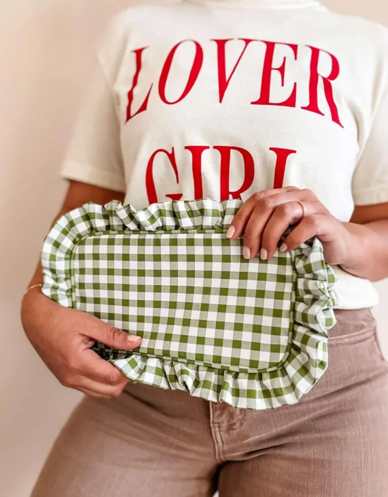 J.HOFFMAN'S Gingham Ruffle Pouch- Green