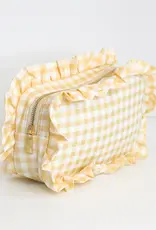 J.HOFFMAN'S Gingham Ruffle Pouch- Tan