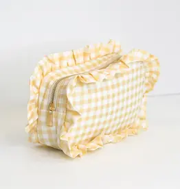 J.HOFFMAN'S Gingham Ruffle Pouch- Tan