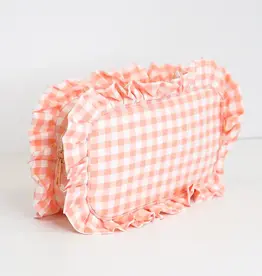 J.HOFFMAN'S Gingham Ruffle Pouch- Peach