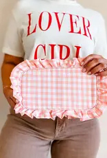 J.HOFFMAN'S Gingham Ruffle Pouch- Peach