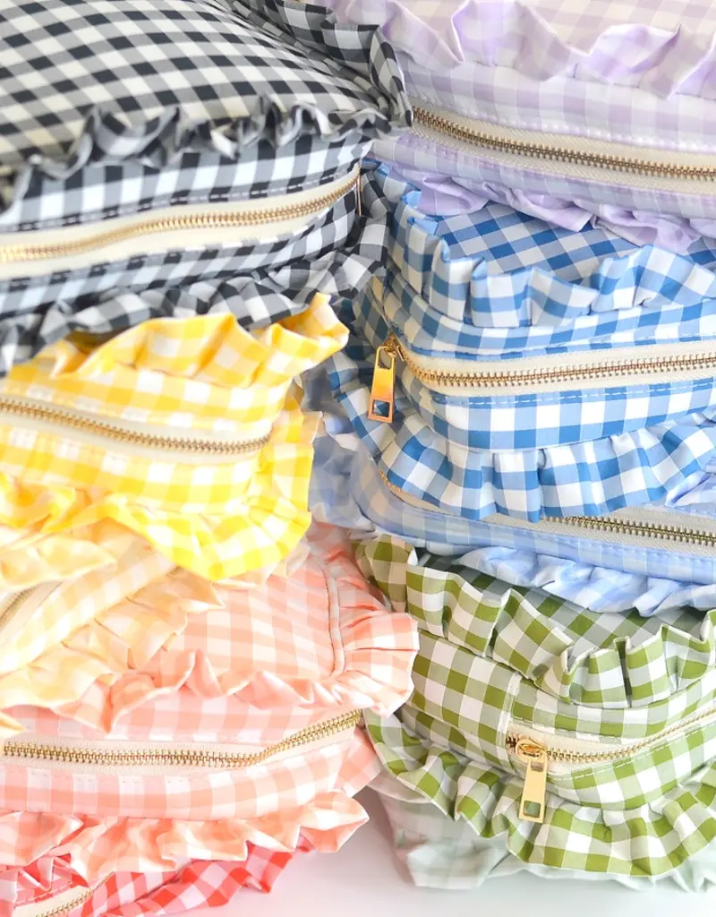 J.HOFFMAN'S Gingham Ruffle Pouch- Peach
