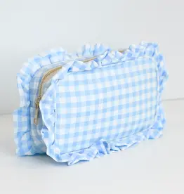 J.HOFFMAN'S Gingham Ruffle Pouch- Light Blue