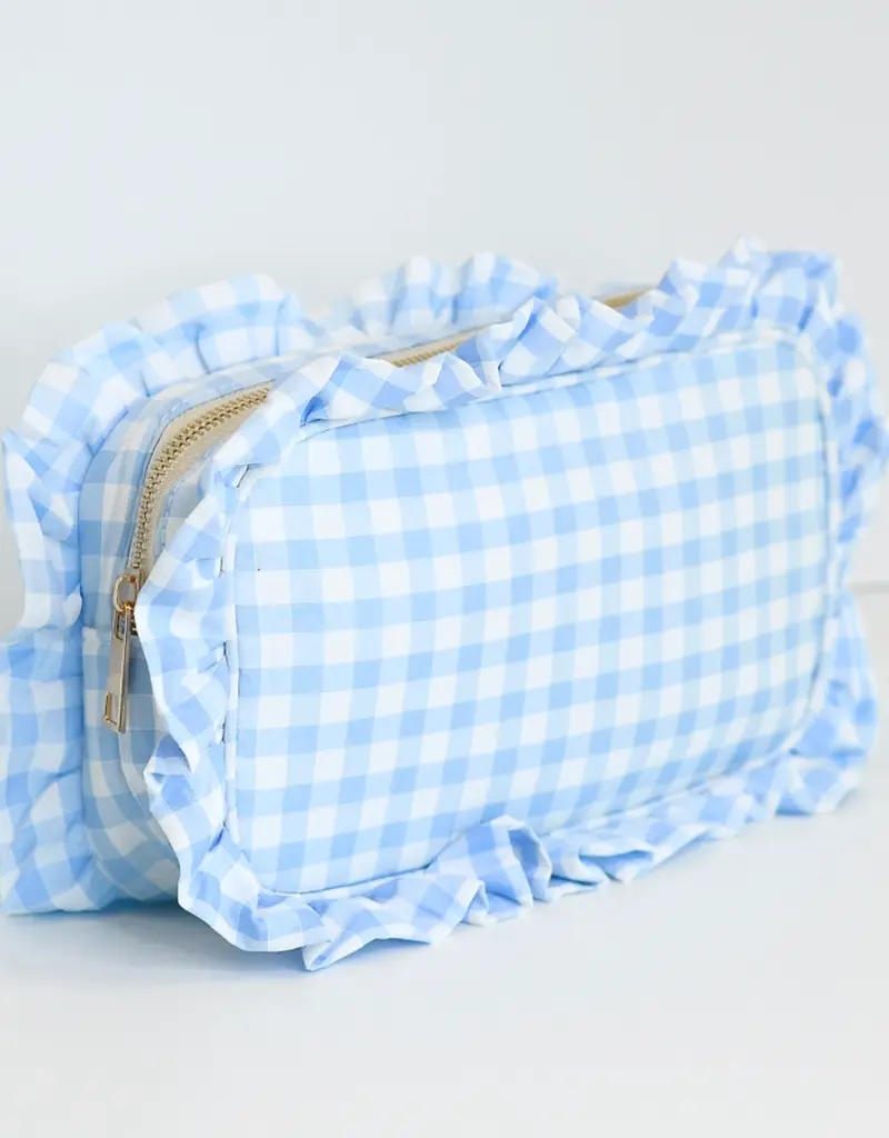 J.HOFFMAN'S Gingham Ruffle Pouch- Light Blue
