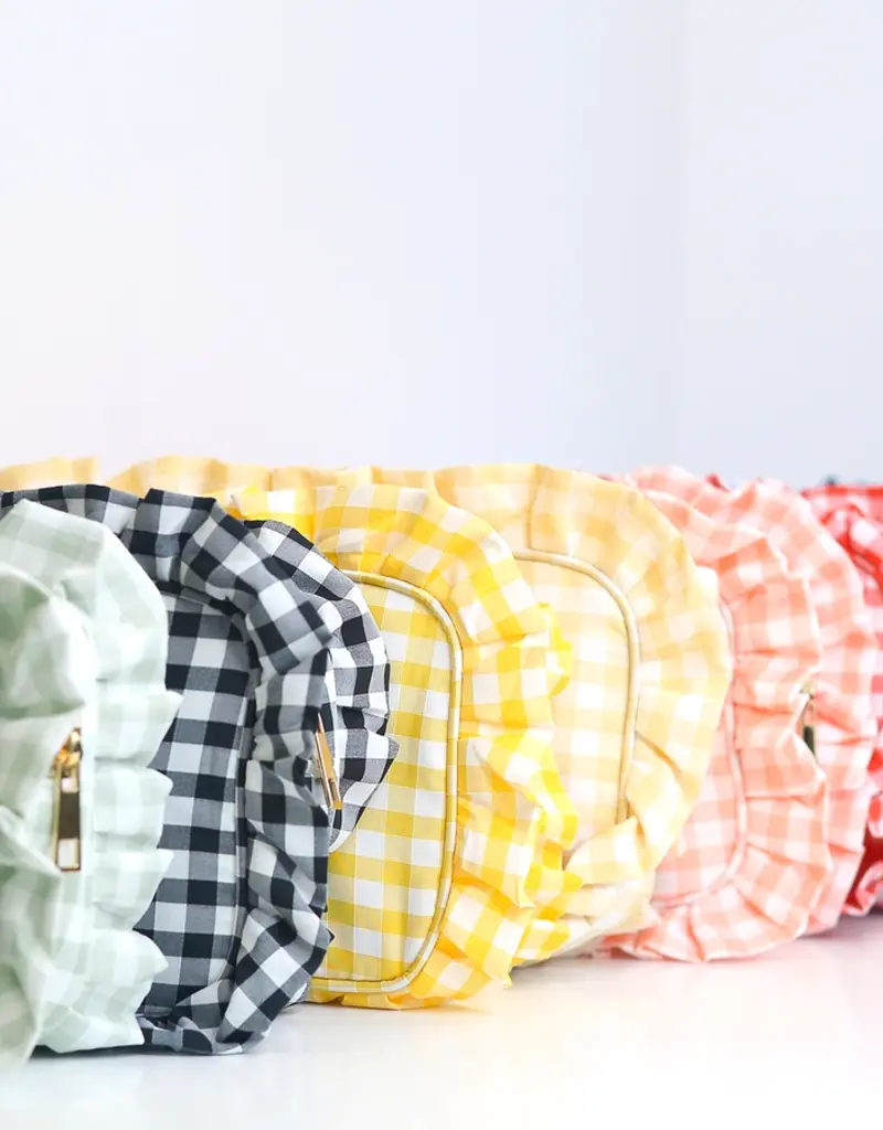 J.HOFFMAN'S Gingham Ruffle Pouch- Light Blue