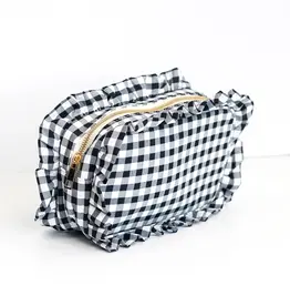 J.HOFFMAN'S Gingham Ruffle Pouch- Black