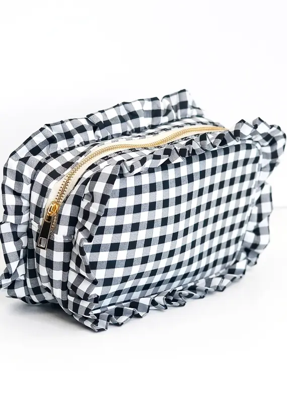 J.HOFFMAN'S Gingham Ruffle Pouch- Black