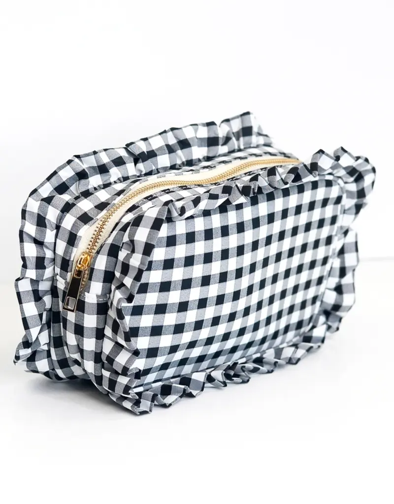 J.HOFFMAN'S Gingham Ruffle Pouch- Black