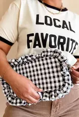 J.HOFFMAN'S Gingham Ruffle Pouch- Black