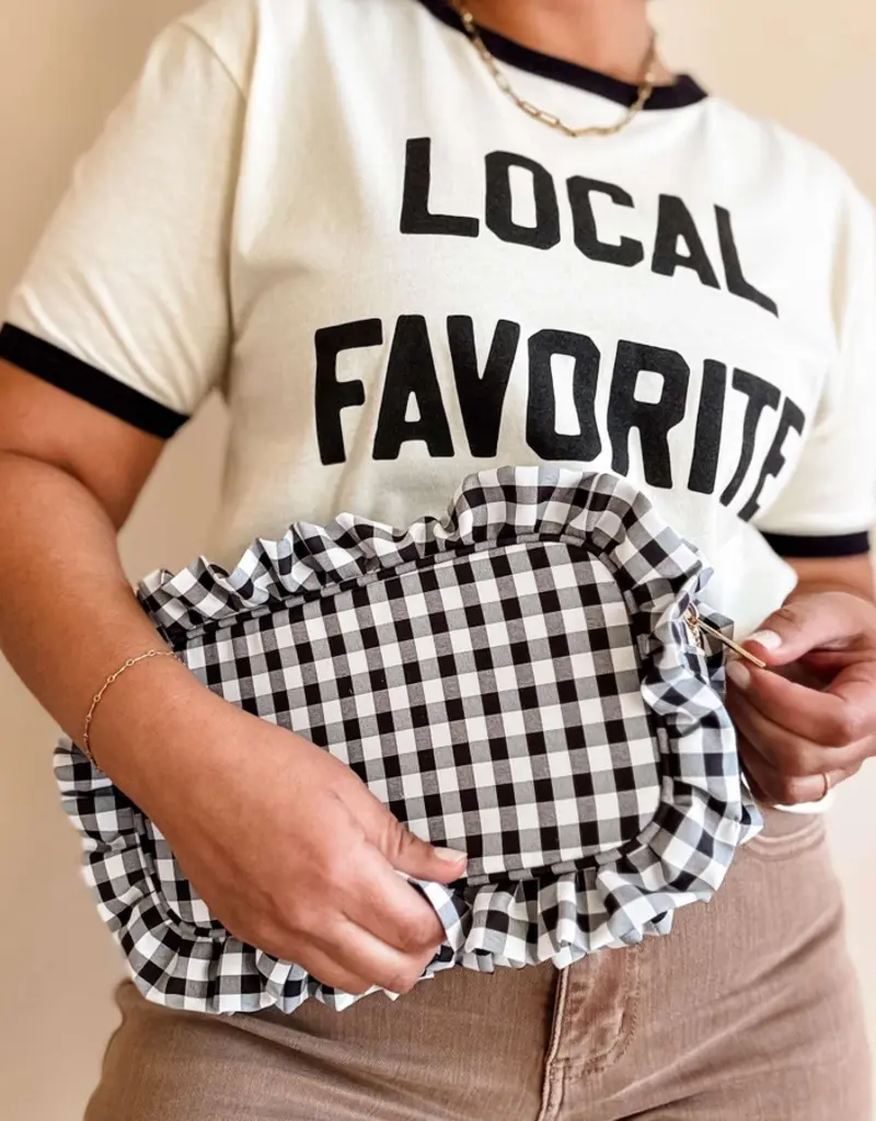 J.HOFFMAN'S Gingham Ruffle Pouch- Black