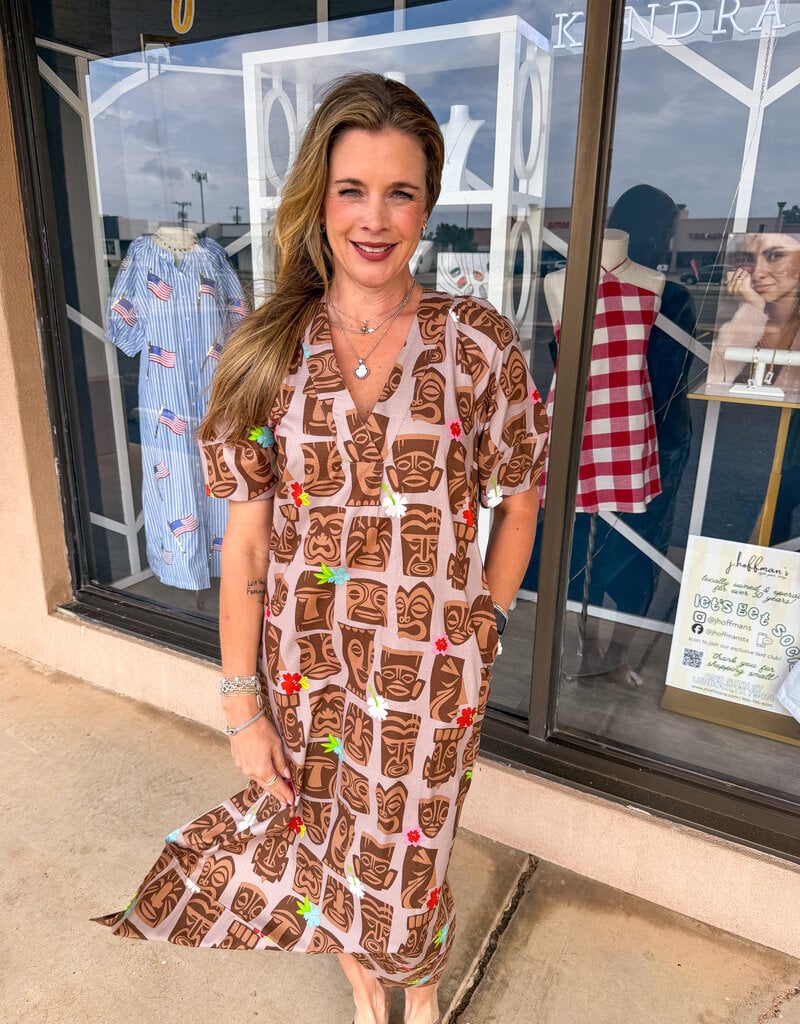 J.HOFFMAN'S Tahiti Tiki Dress- Brown
