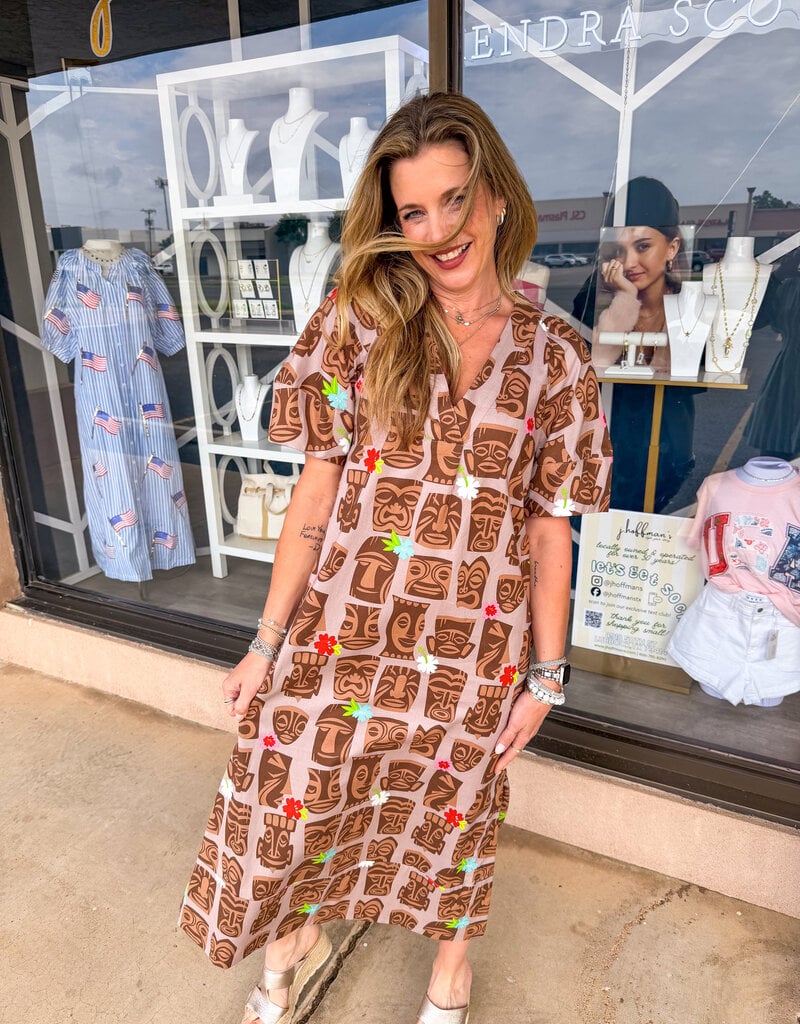J.HOFFMAN'S Tahiti Tiki Dress- Brown