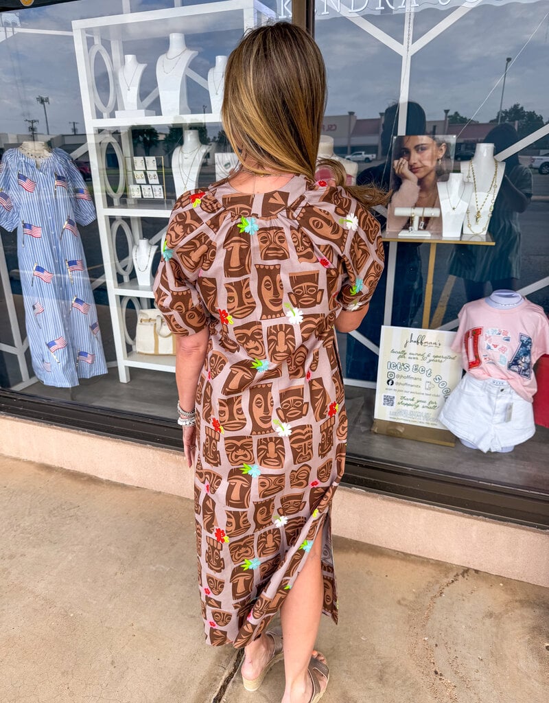 J.HOFFMAN'S Tahiti Tiki Dress- Brown