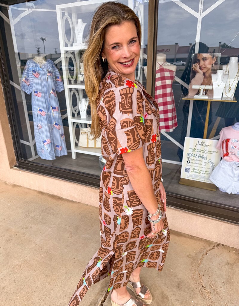 J.HOFFMAN'S Tahiti Tiki Dress- Brown