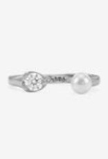 J.HOFFMAN'S Perfect Pearl Open Ring in Silver