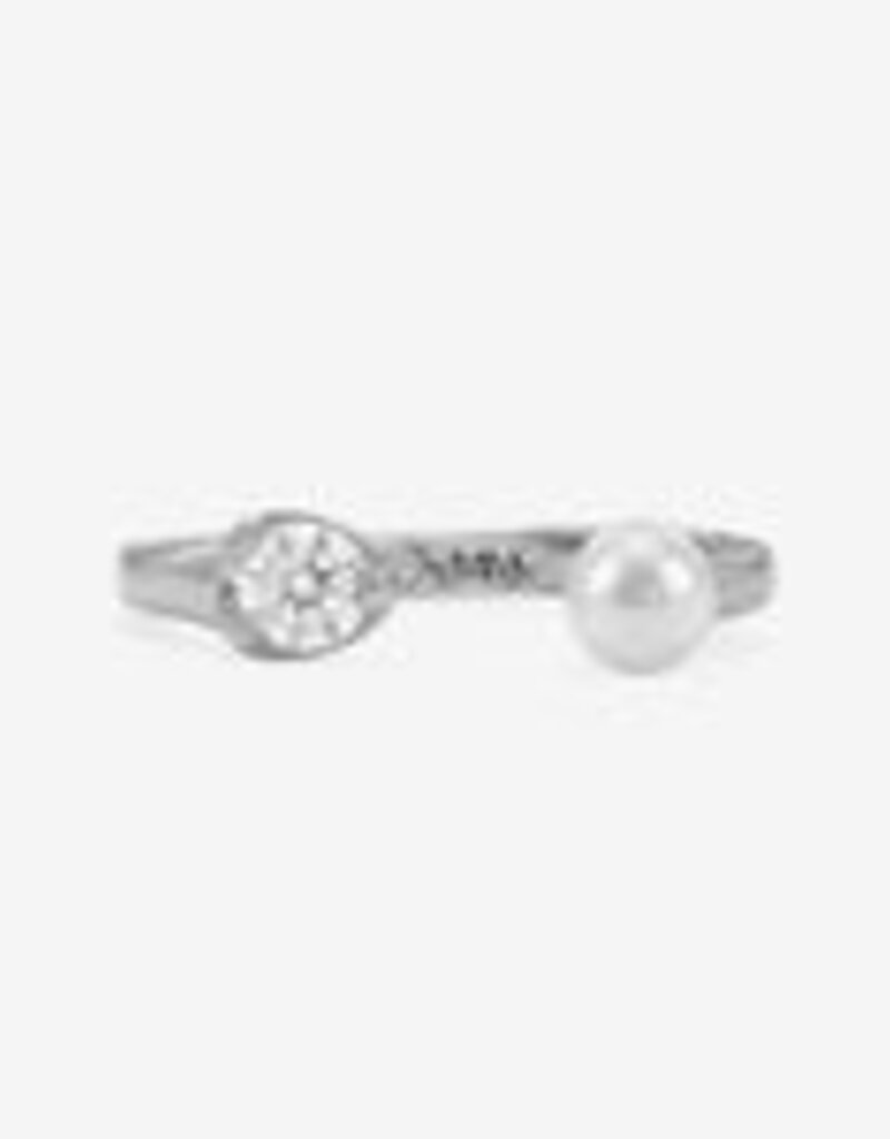J.HOFFMAN'S Perfect Pearl Open Ring in Silver