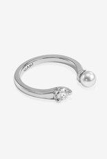 J.HOFFMAN'S Perfect Pearl Open Ring in Silver