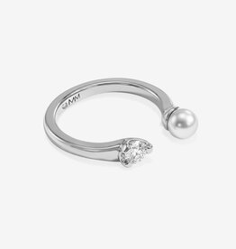 J.HOFFMAN'S Perfect Pearl Open Ring in Silver