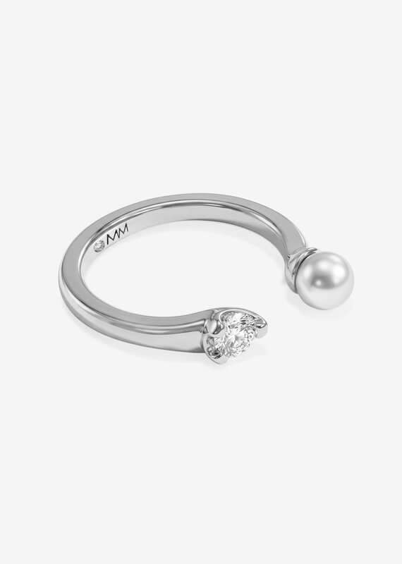J.HOFFMAN'S Perfect Pearl Open Ring in Silver