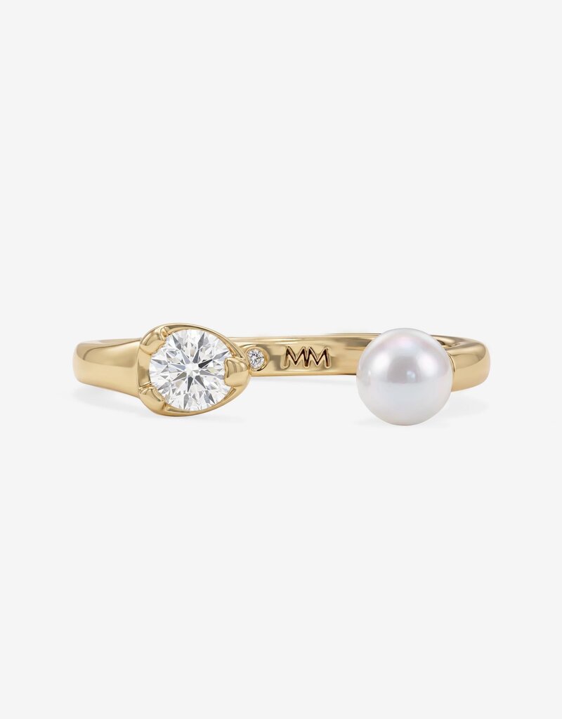 J.HOFFMAN'S Perfect Pearl Open Ring in Gold